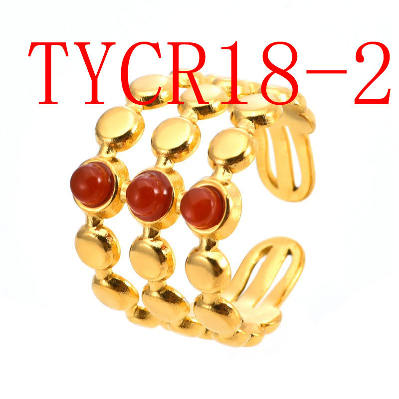 Ethnic temperament Joker stainless steel ring retro fashion opening color adjustment. #TYCR18