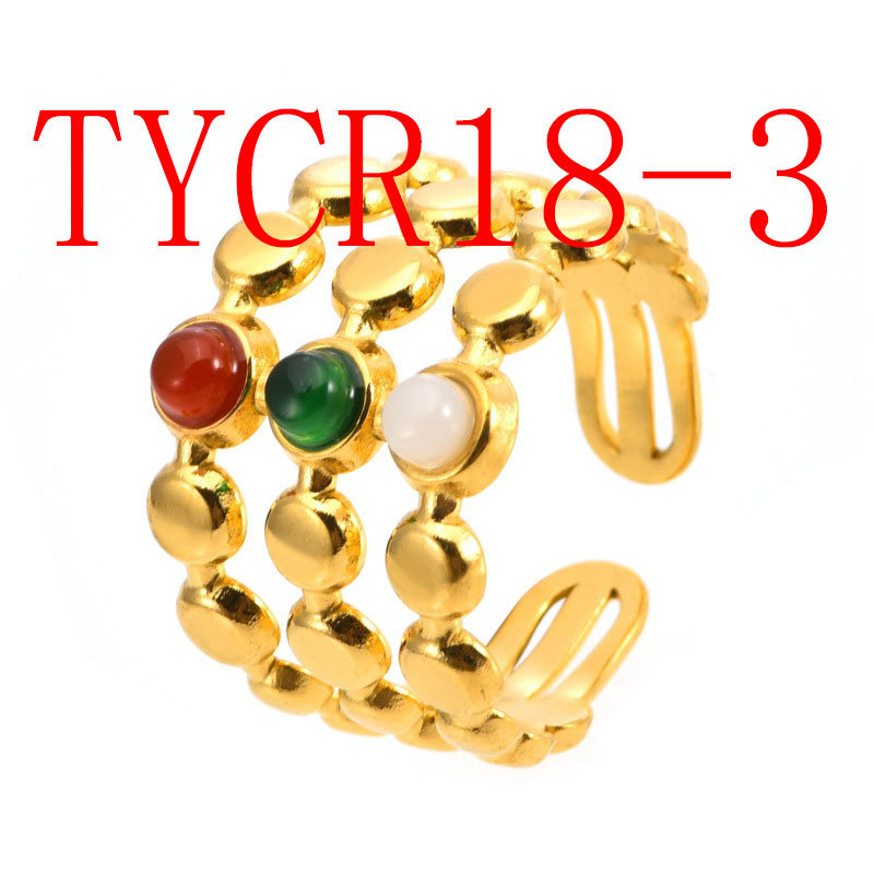 Ethnic temperament Joker stainless steel ring retro fashion opening color adjustment. #TYCR18