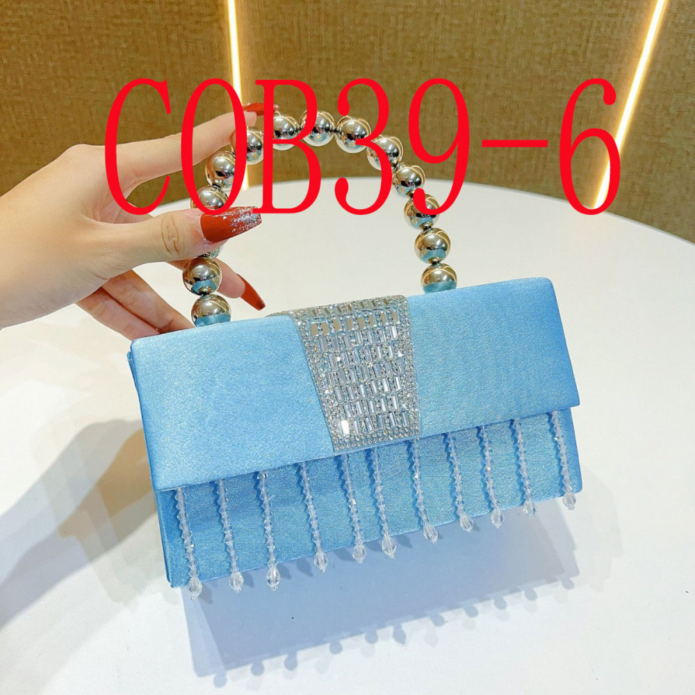Twill pleated dinner bag with sparkling color-changing cloth clutch chain bag  #COB39