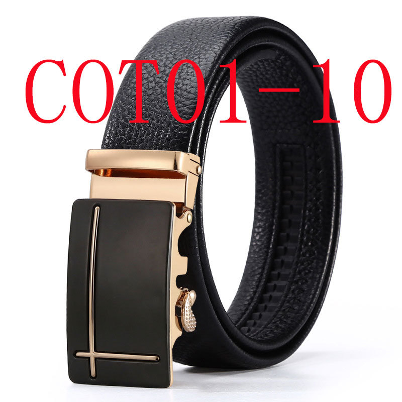 New alloy belt men's leather automatic buckle pure leather business belt #COT01