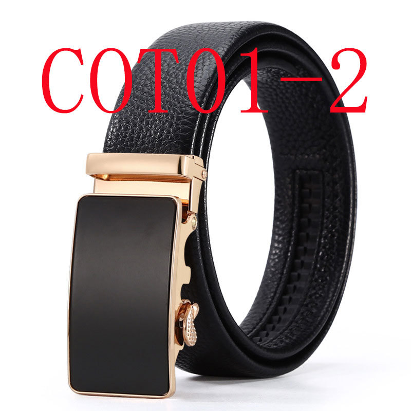 New alloy belt men's leather automatic buckle pure leather business belt #COT01
