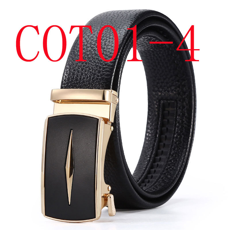 New alloy belt men's leather automatic buckle pure leather business belt #COT01