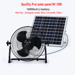 Quatliy big air flow Portable Rechargeable Solar floor Fan With Solar Panel Solar Fan System