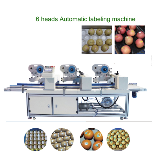 6 head automatic labeling machine for fruits eggs cake