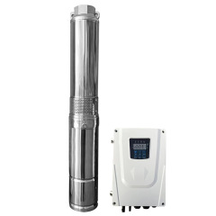 Stainless steel impeller solar submersible pump photovoltaic water pump high-power high head deep well pump permanent magnet synchronous brushless for greenhouse plant