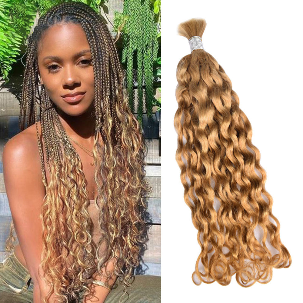 #27 Honey Blonde Boho Braids Italian Curly No Weft Bulk Hair For Human ...