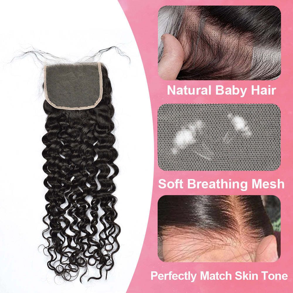 Italian Curly #1B HD Lace Closure Human Hair RXHAIR