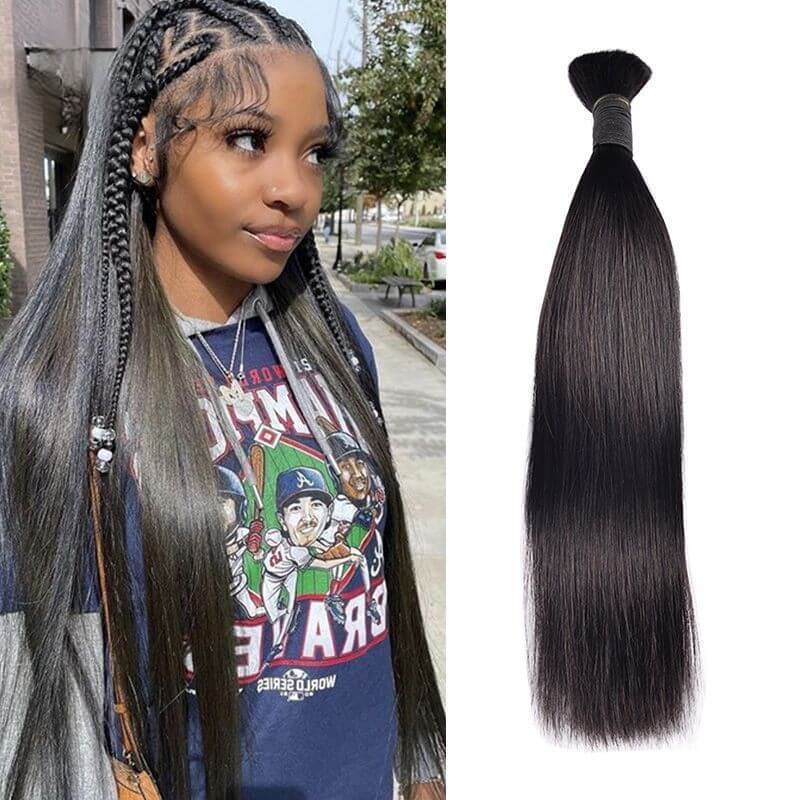 #1B Natural Black Boho Braids Straight No Weft Bulk Hair for Human Hair RXHAIR