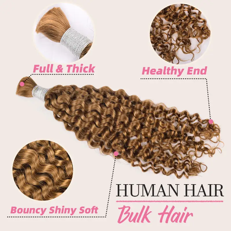 #30 Deep Wave Boho Braids No Weft Bulk Hair for Human Hair RXHAIR