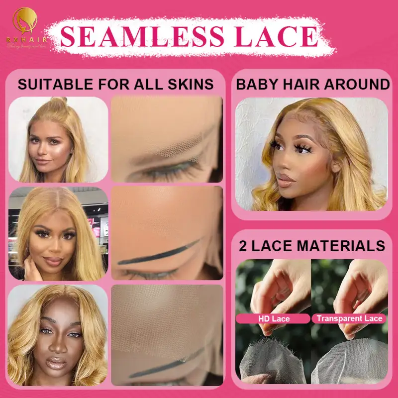 #27 Body Wave HD Lace Front Wigs Human Hair 200% Density Transparent Lace Frontal Wigs Pre Plucked With Baby Hair RXHAIR