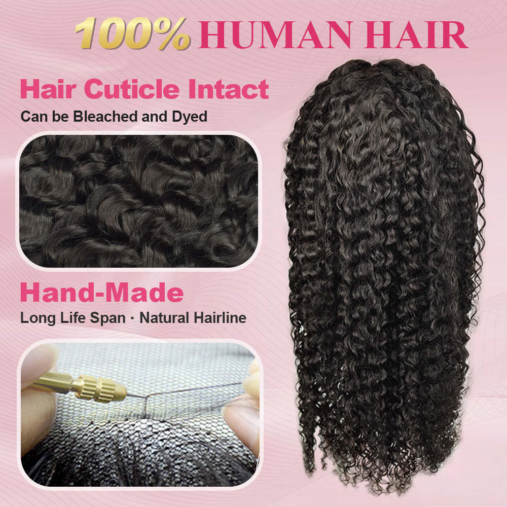 #1B Deep Curly HD Lace Front Wigs Human Hair 200% Density Transparent Lace Frontal Wigs Pre Plucked With Baby Hair RXHAIR