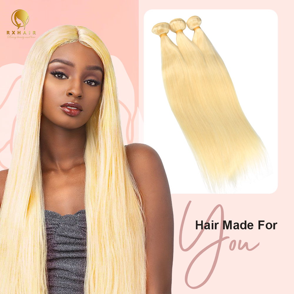 #613 Straight Human Hair Bundles Virgin Hair 100% Unprocessed Weave Bundles Human Hair Double Weft RXHAIR