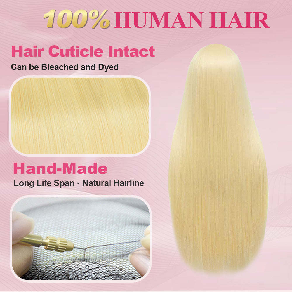 #613 Blonde Straight HD Lace Front Wigs Human Hair Glueless Wig Transparent Lace Frontal Wigs RXHAIR