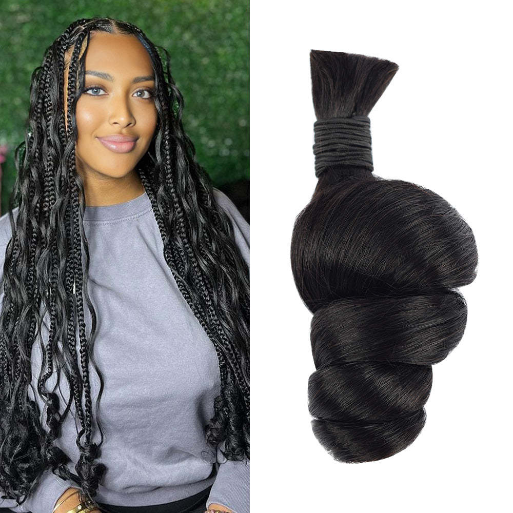 #1B Natural Black Boho Braids Loose Wave No Weft Bulk Hair for Human Hair RXHAIR
