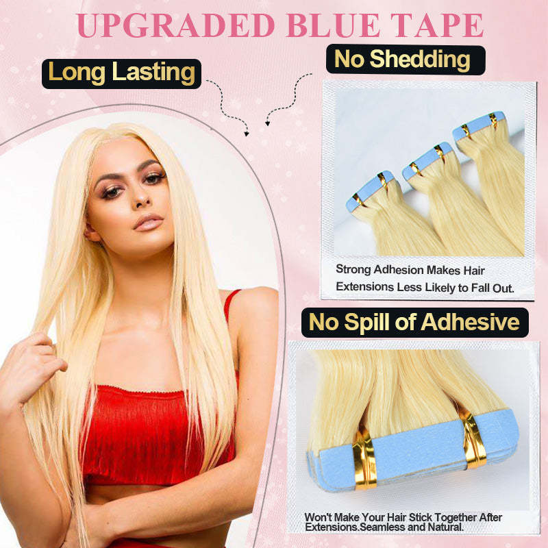#613 Blonde Straight Tape in Hair Extensions Human Hair 20pcs 50g/pack Seamless Skin Weft Hair RXHAIR