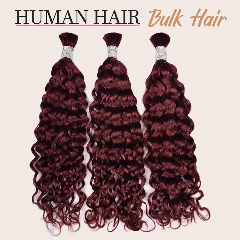 #99J Burgundy Boho Braids Deep Curly No Weft Bulk Hair for Human Hair RXHAIR