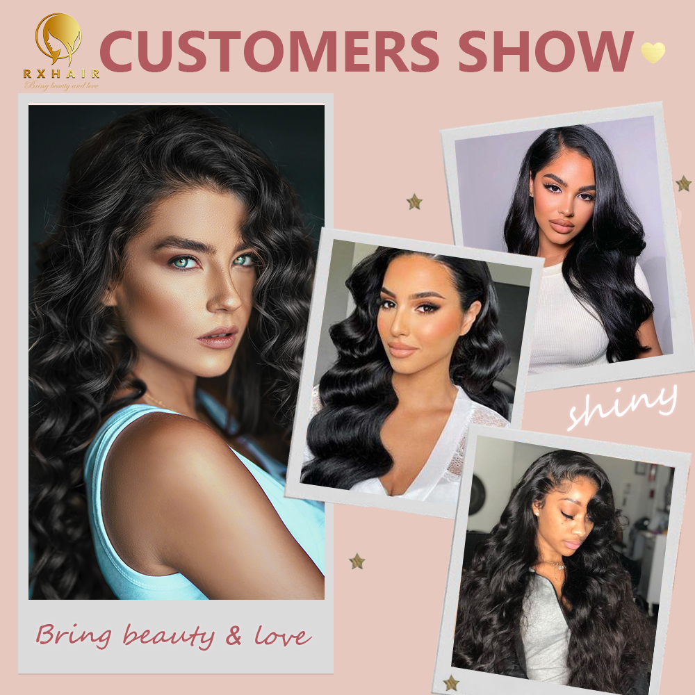 #1B Body Wave Human Hair Bundles Virgin Hair 100% Unprocessed Weave Bundles Human Hair Double Weft RXHAIR