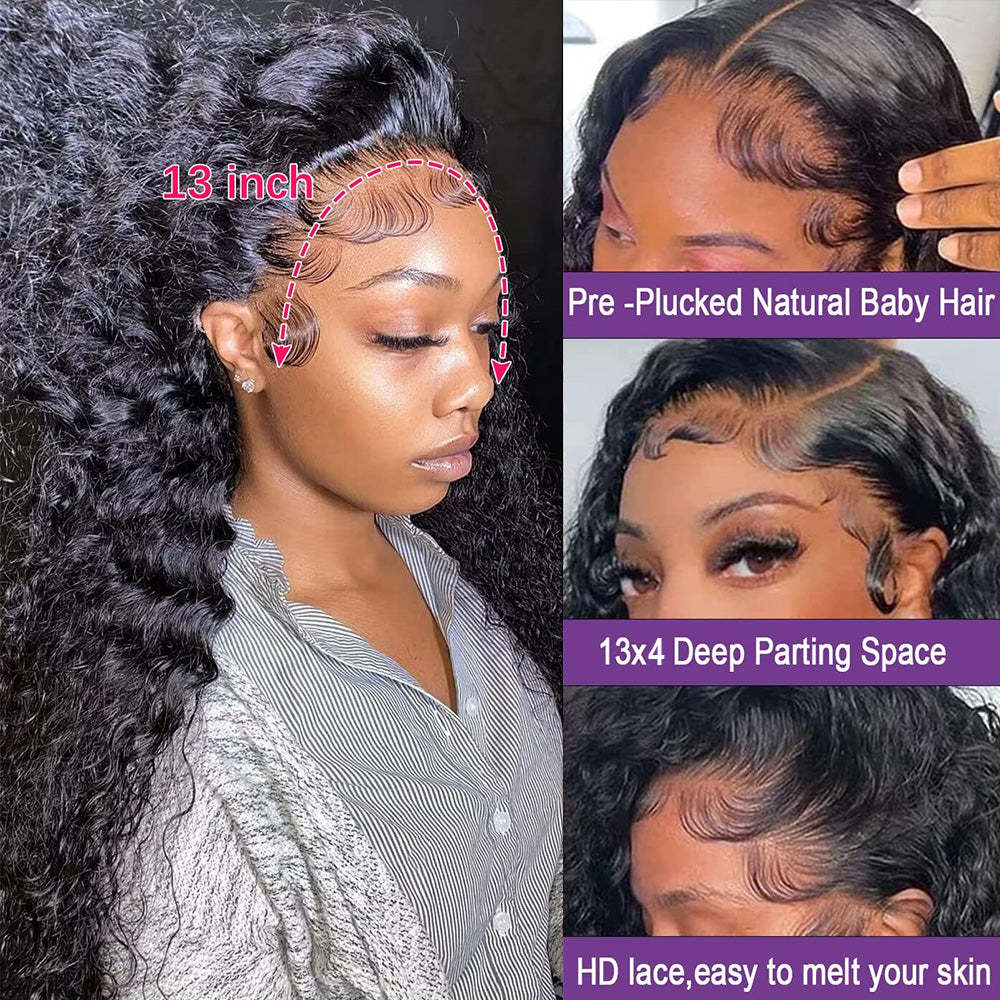#1 Deep Curly HD Lace Front Wigs Human Hair 200% Density Transparent Lace Frontal Wigs Pre Plucked With Baby Hair RXHAIR