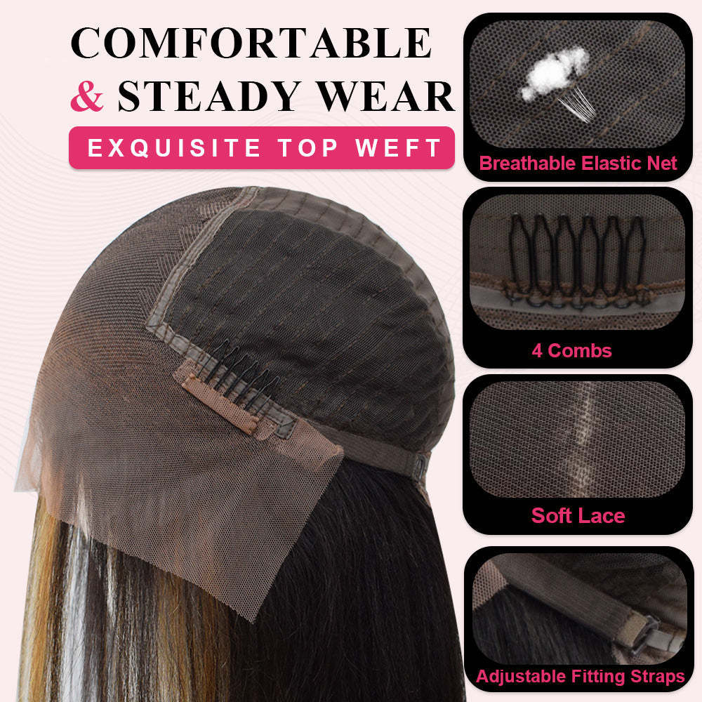#4/27 Straight Bob Wig HD Lace Front Wigs Human Hair 180% Density Transparent Lace Frontal Wigs Pre Plucked With Baby Hair RXHAIR