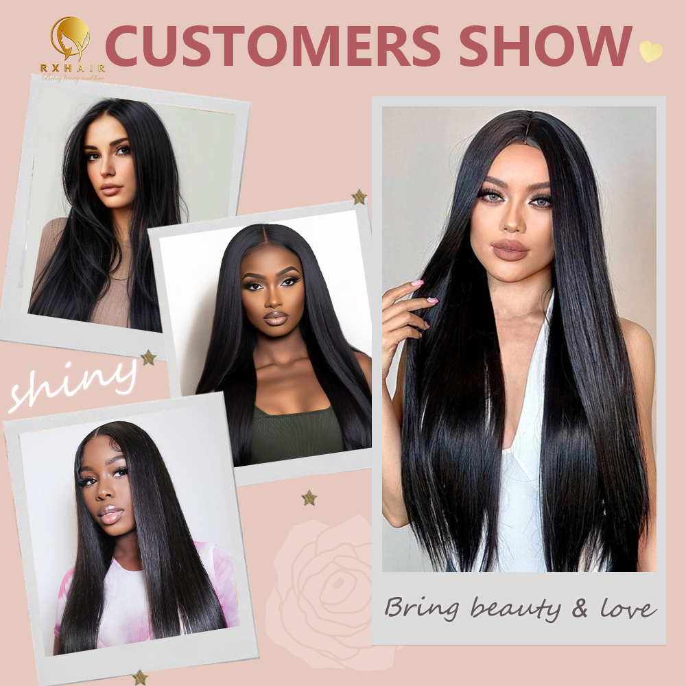 #1B Straight 14A Human Hair Bundles Virgin Hair 100% Unprocessed Weave Bundles Human Hair Double Weft RXHAIR