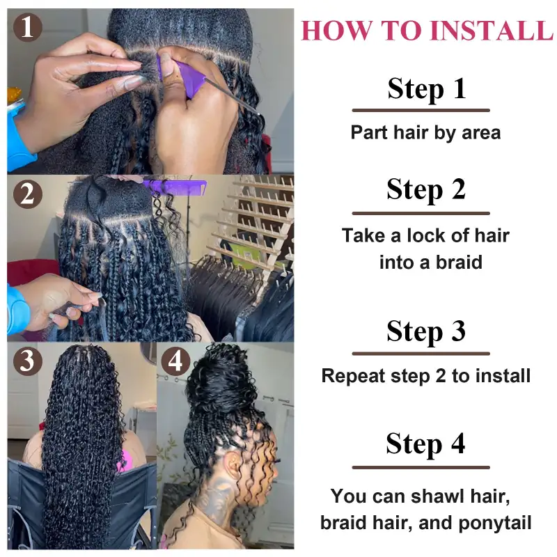 #P30/613 Ombre Brown Boho Braids Deep Wave No Weft Bulk Hair for Human Hair RXHAIR