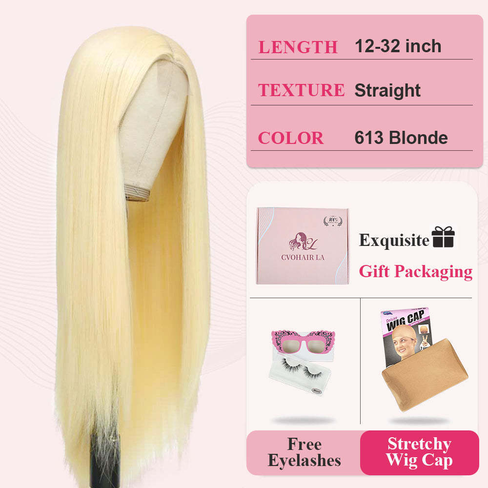 #613 Blonde Straight HD Lace Front Wigs Human Hair Glueless Wig Transparent Lace Frontal Wigs RXHAIR