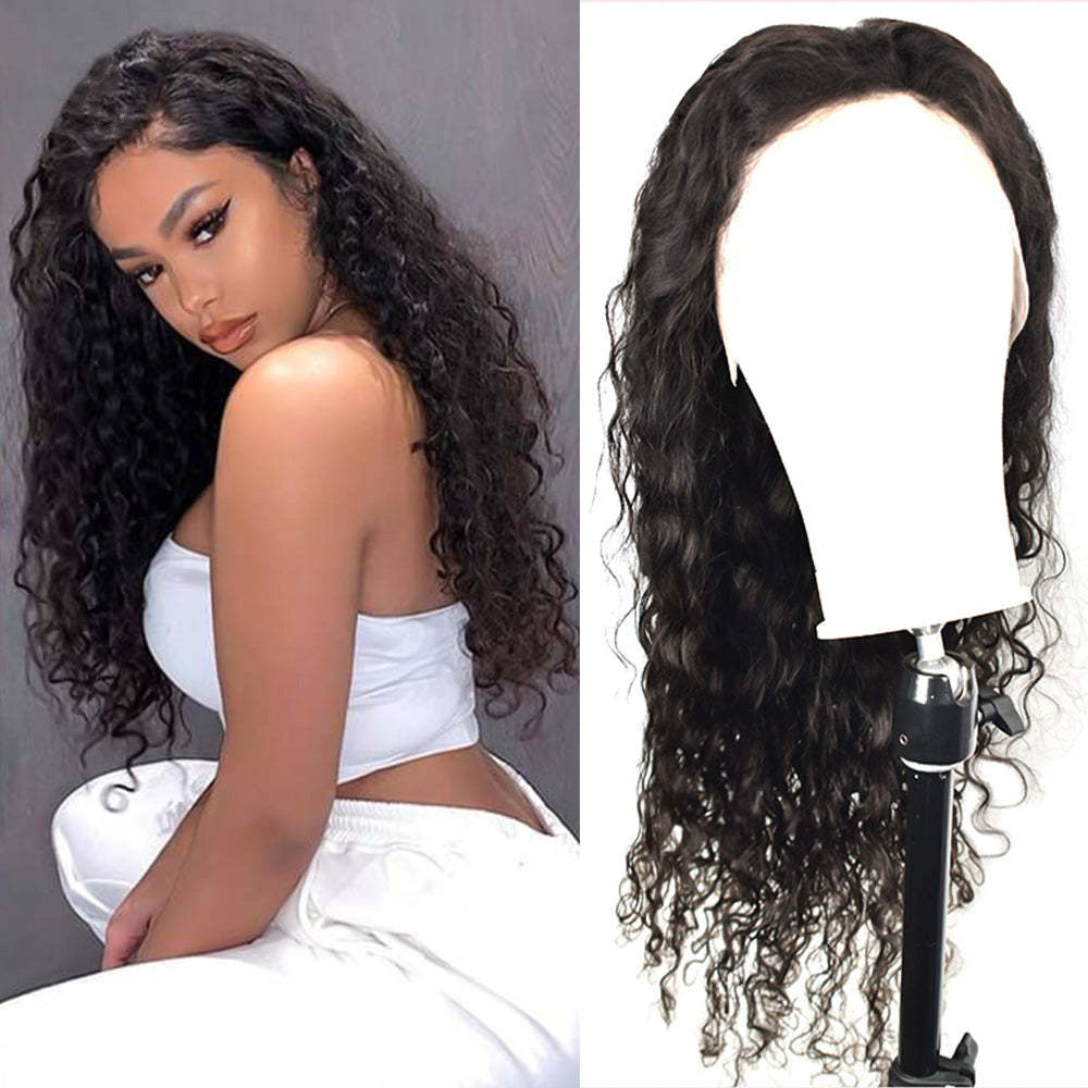 #1B Water Wave HD Lace Front Wigs Human Hair 200% Density Transparent Lace Frontal Wigs Pre Plucked With Baby Hair RXHAIR