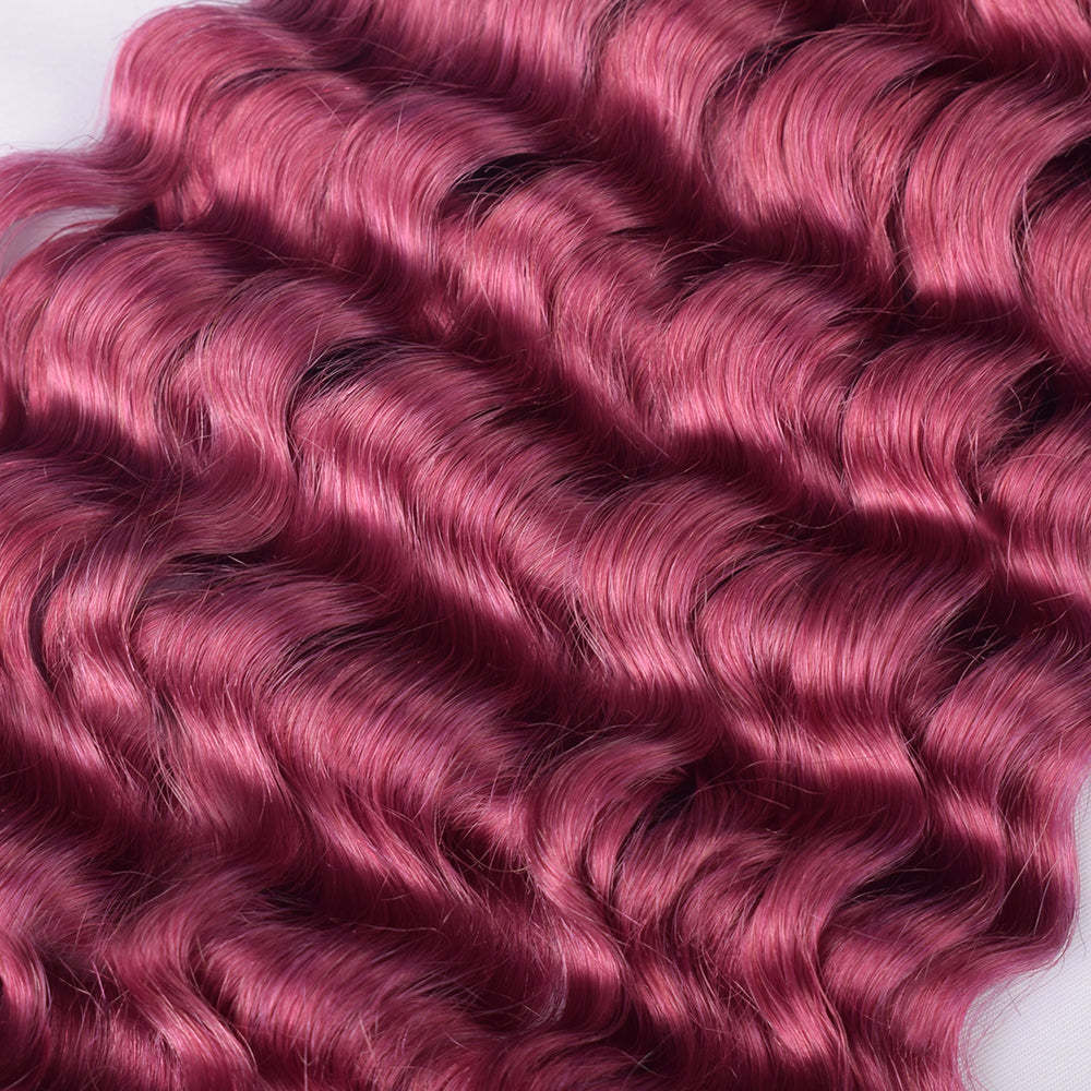 #Pink Boho Braids Deep Wave No Weft Bulk Hair for Human Hair RXHAIR