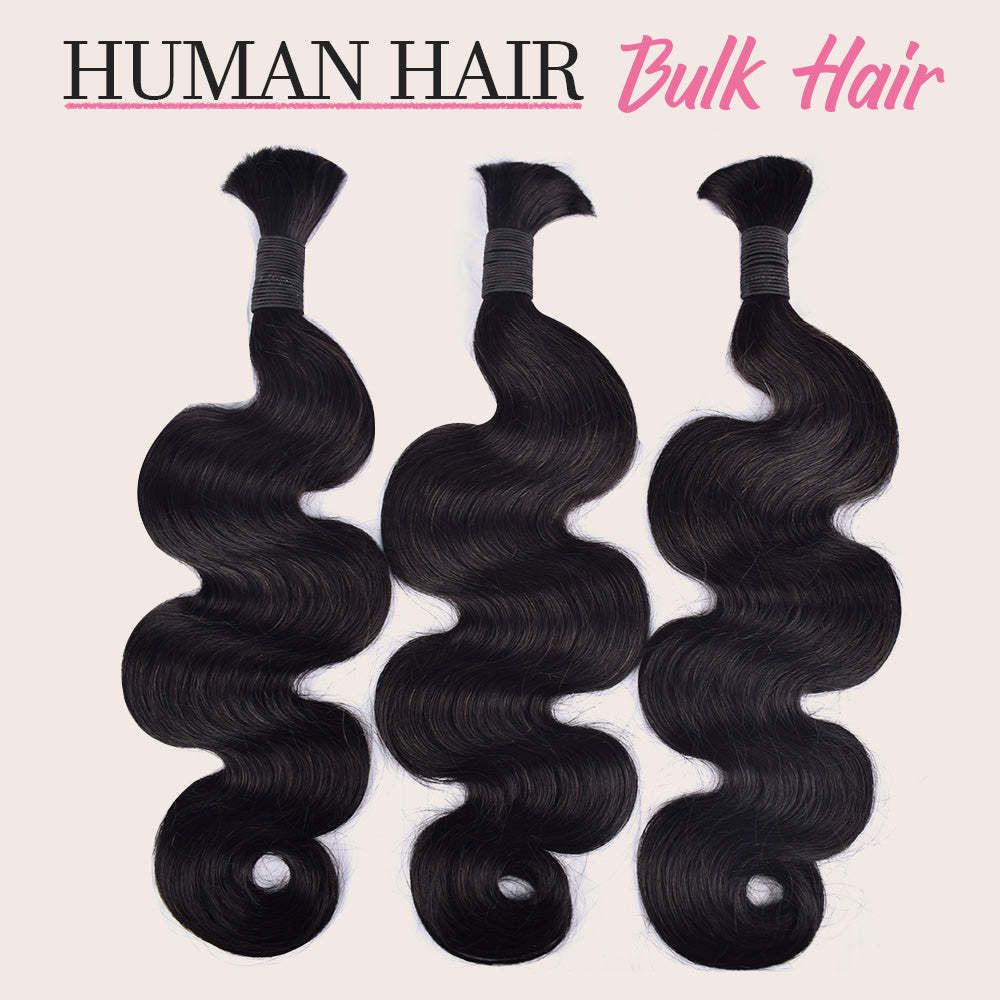 #1B Natural Black Boho Braids Body Wave No Weft Bulk Hair for Human Hair RXHAIR