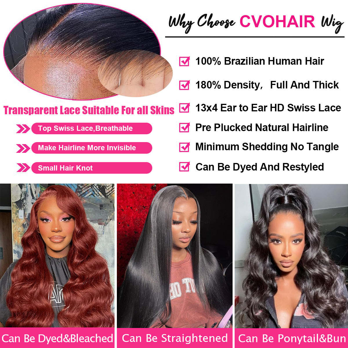 #1 Body Wave 13x4 HD Transparent Lace Frontal Wigs Human Hair Wear and Go Glueless Wigs Human Hair 200% Density RXHAIR