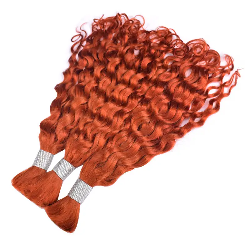 #350 Ginger Orange Boho Braids Italian Curly No Weft Bulk Hair for Human Hair RXHAIR