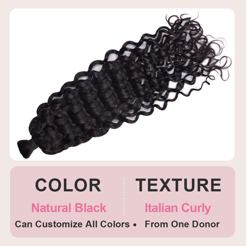 #1B Italian Curly Boho Braids No Weft Bulk Hair for Human Hair RXHAIR