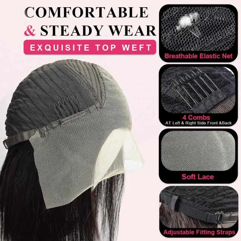 #1B Bob Wig Body Wave HD Lace Front Wigs Human Hair 180% Density Lace Frontal Wigs Pre Plucked With Baby Hair RXHAIR
