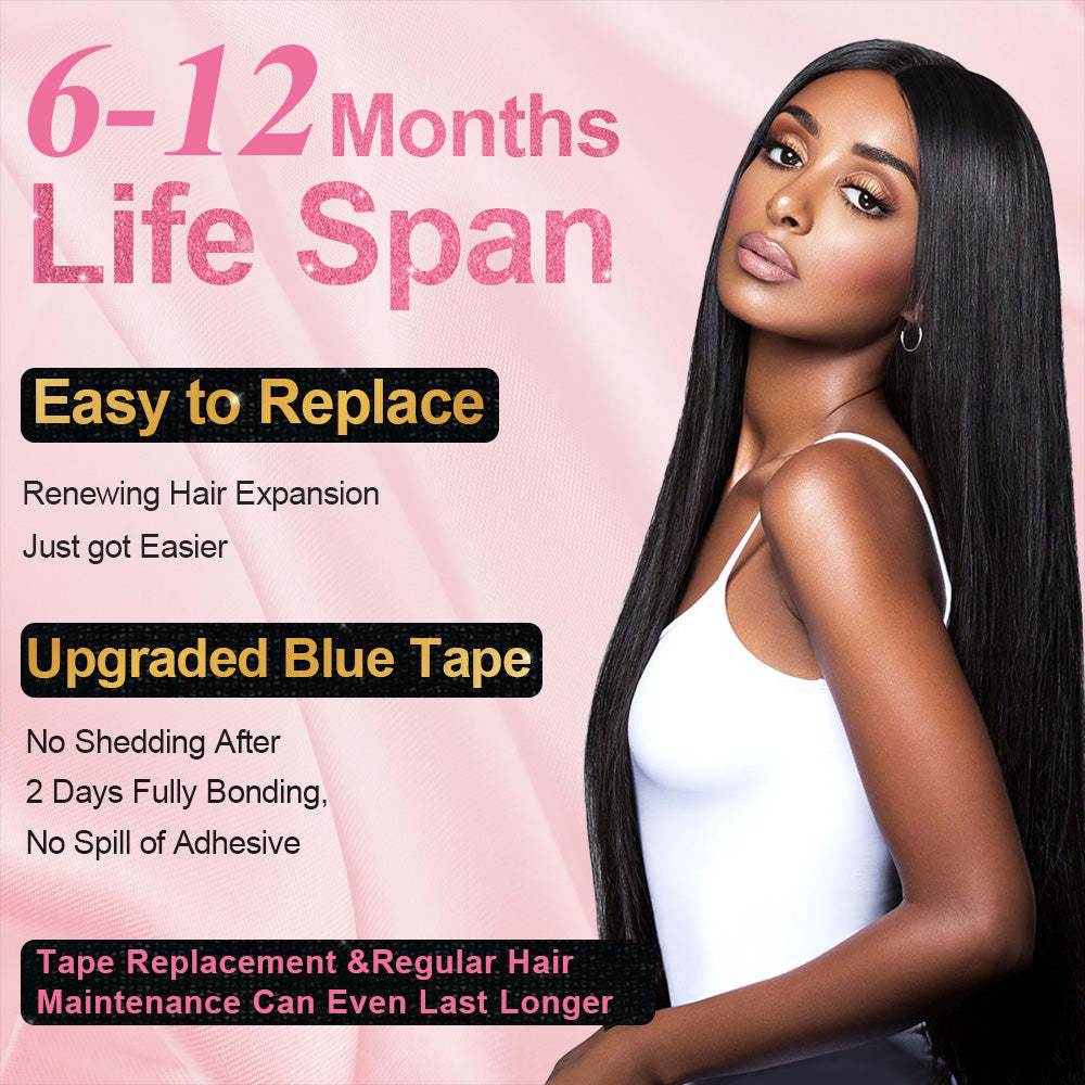 #1B Straight Tape in Hair Extensions Human Hair 20pcs 50g/pack Seamless Skin Weft Hair RXHAIR