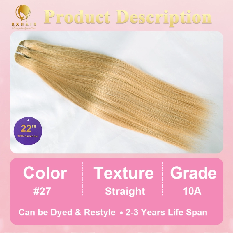 #27 Straight Human Hair Bundles Virgin Hair 100% Unprocessed Weave Bundles Human Hair Double Weft RXHAIR