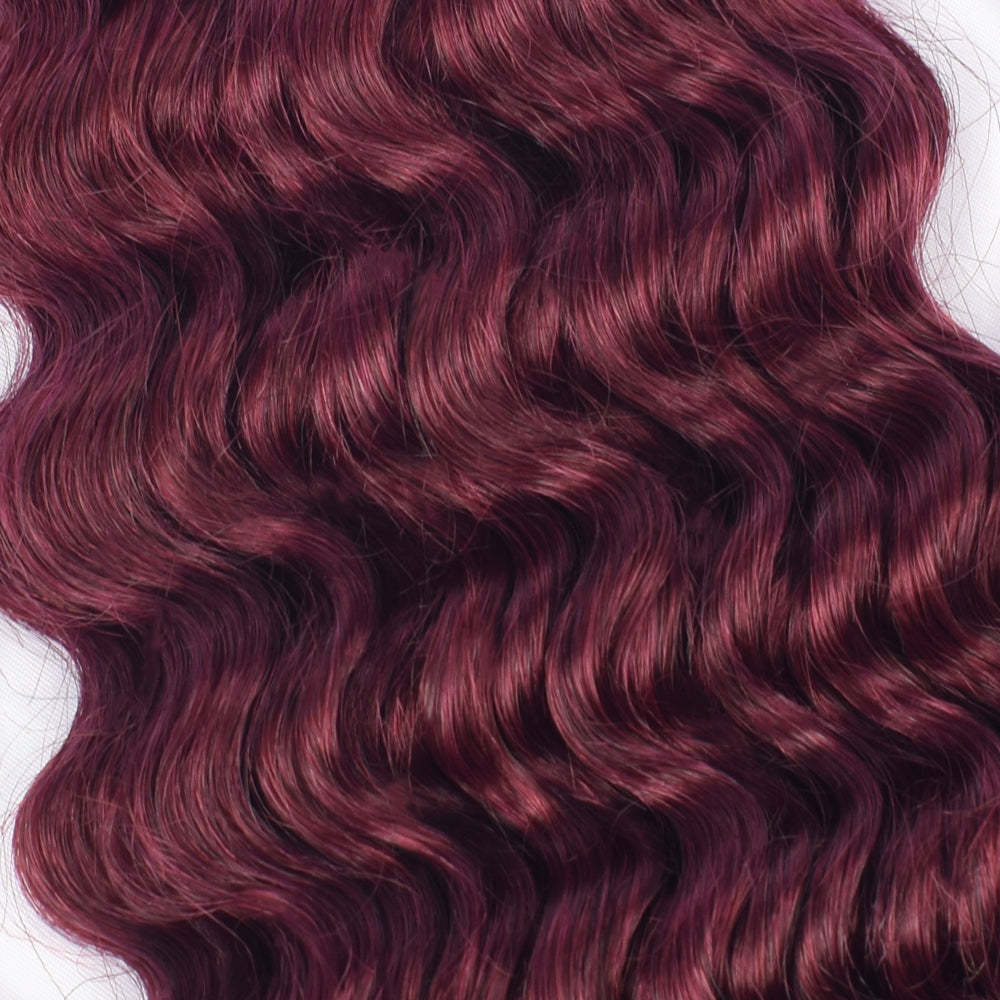 #BUG Burgundy Red Boho Braids Deep Wave No Weft Bulk Hair for Human Hair RXHAIR