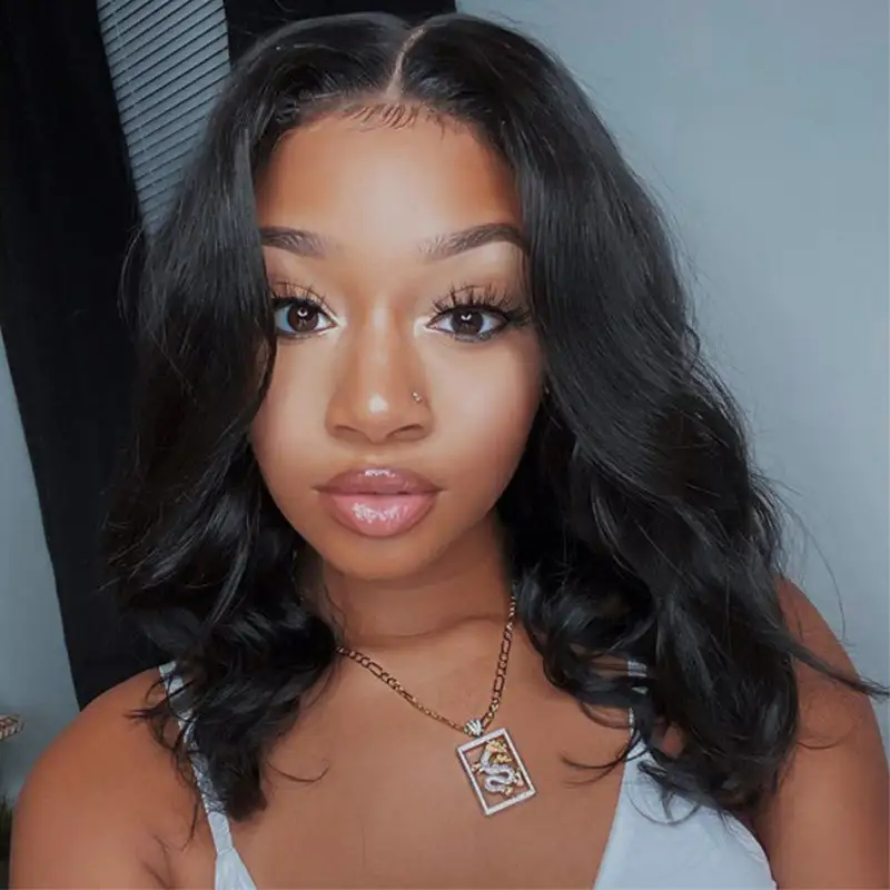#1B Bob Wig Body Wave HD Lace Front Wigs Human Hair 180% Density Lace Frontal Wigs Pre Plucked With Baby Hair RXHAIR