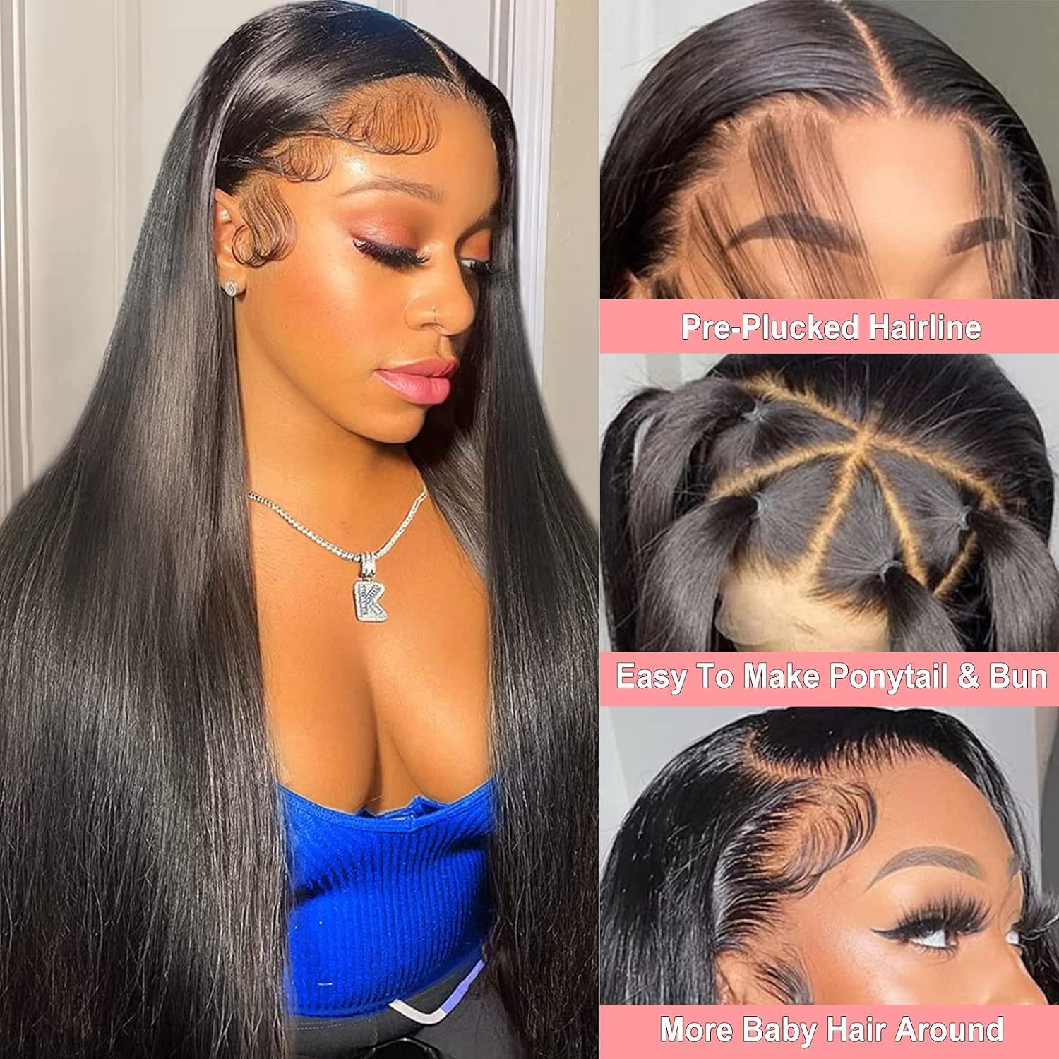 #1 Straight HD Lace Front Wigs Human Hair 200% Density Transparent Lace Frontal Wigs Pre Plucked With Baby Hair RXHAIR