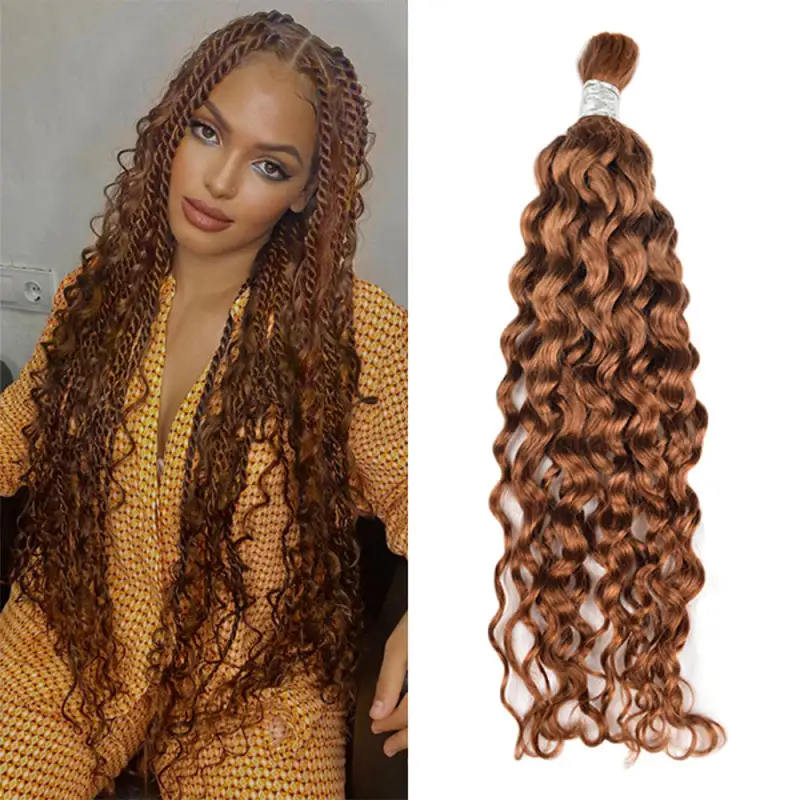#30 Deep Wave Boho Braids No Weft Bulk Hair for Human Hair RXHAIR