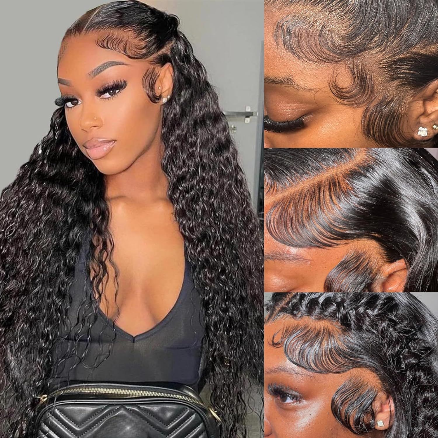 #1 Water Wave HD Lace Front Wigs Human Hair 200% Density Transparent Lace Frontal Wigs Pre Plucked With Baby Hair RXHAIR