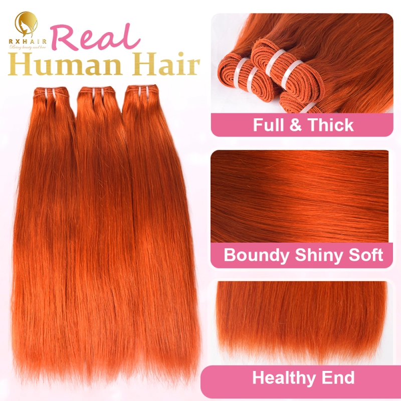 #350 Straight Human Hair Bundles Virgin Hair 100% Unprocessed Weave Bundles Human Hair Double Weft RXHAIR