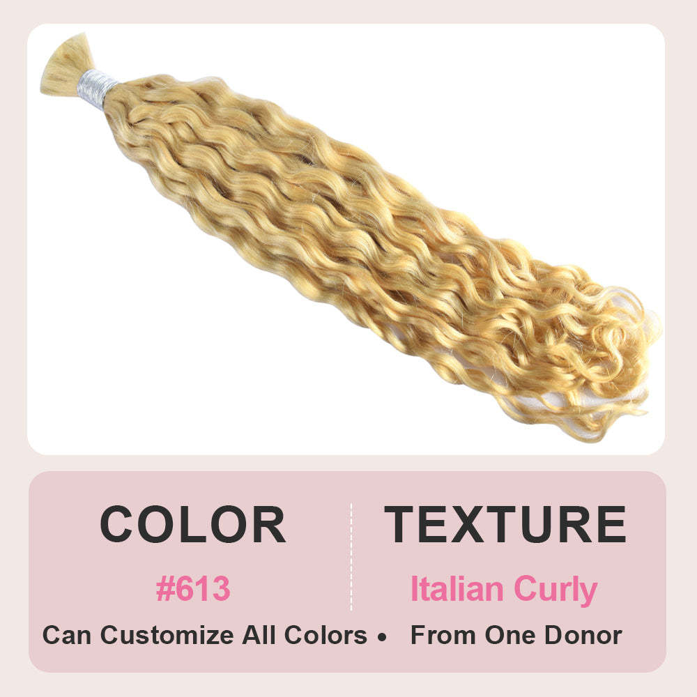 #613 Italian Curly Boho Braids No Weft Bulk Hair for Human Hair RXHAIR