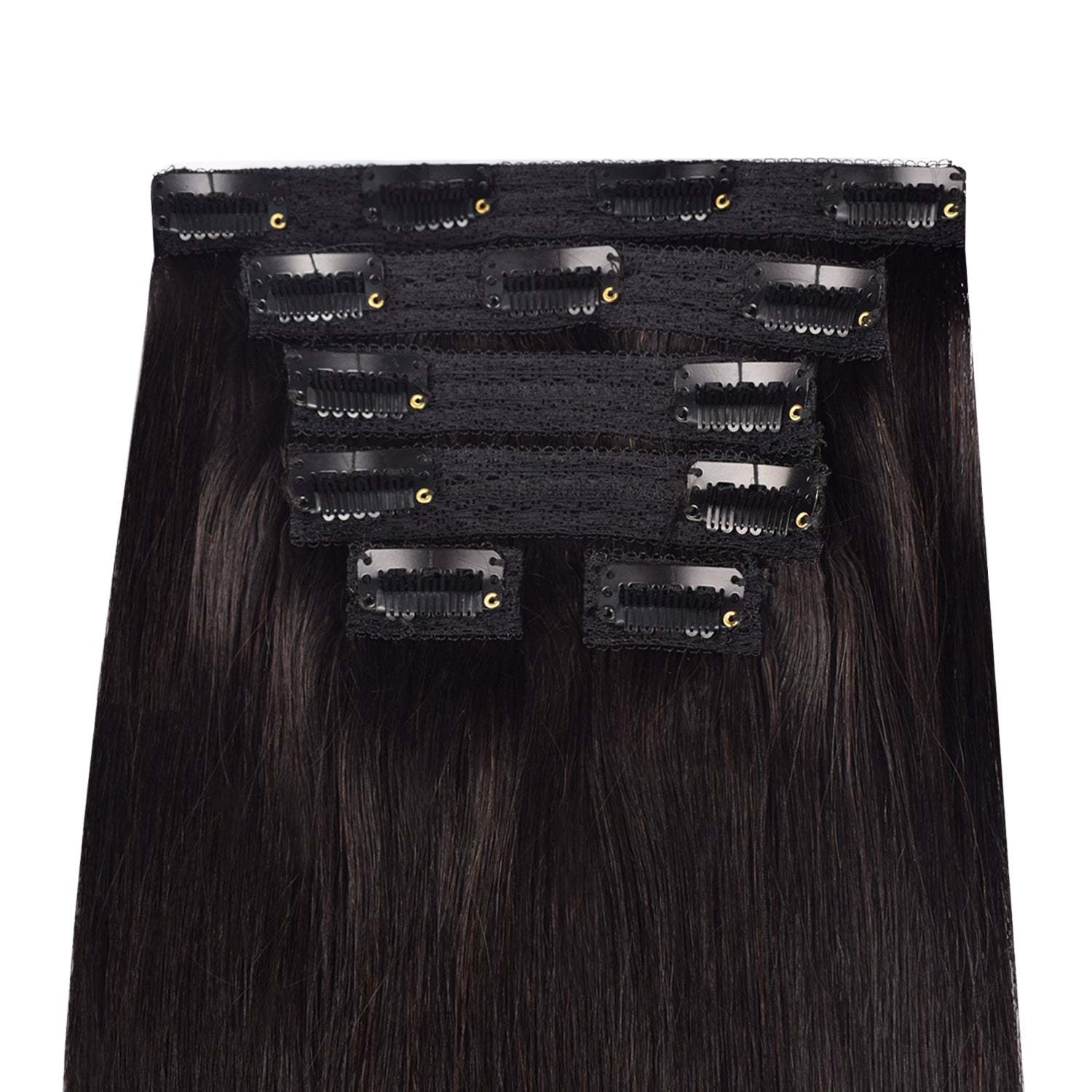 #1B 6Pcs Straight Clip in Hair Extensions Real Human Hair Invisible Lace Clip ins Natural Black 110G RXHAIR