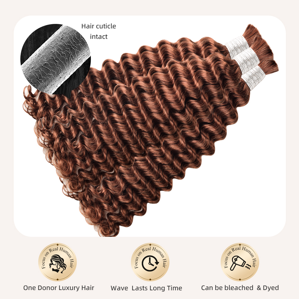 #33 Boho Braids Deep Wave No Weft Bulk Hair for Human Hair RXHAIR