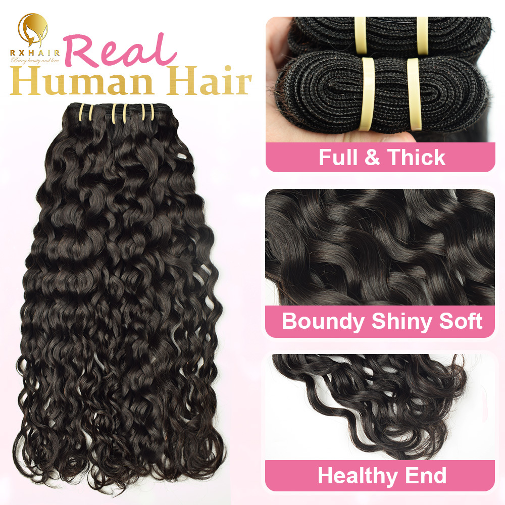 #1B Italian Curly 12A Human Hair Bundles Virgin Hair 100% Unprocessed Weave Bundles Human Hair Double Weft RXHAIR