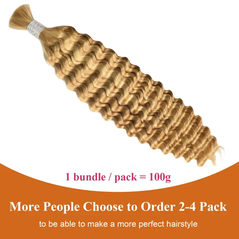 #P27/613 Blonde Ombre Boho Braids Deep Wave No Weft Bulk Hair for Human Hair RXHAIR