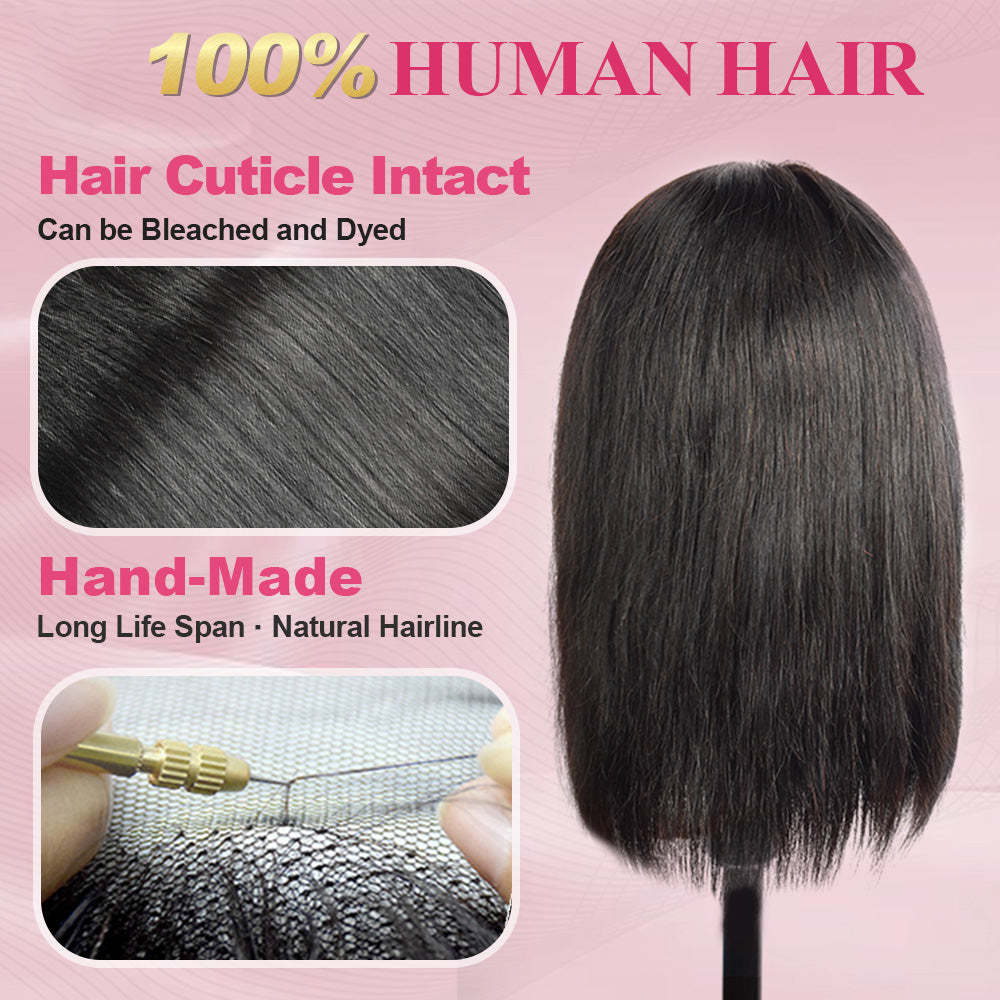 #1 Bob Straight HD Lace Front Wigs Human Hair 200% Density Transparent Lace Frontal Wigs Pre Plucked With Baby Hair RXHAIR