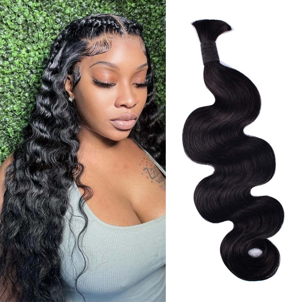 #1B Natural Black Boho Braids Body Wave No Weft Bulk Hair for Human Hair RXHAIR