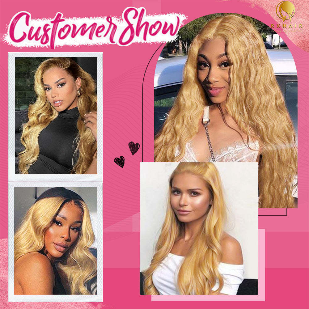 #27 Body Wave HD Lace Front Wigs Human Hair 200% Density Transparent Lace Frontal Wigs Pre Plucked With Baby Hair RXHAIR