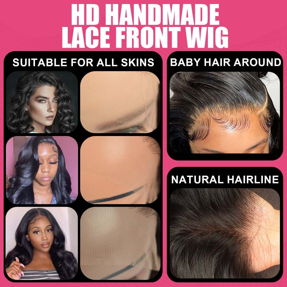 #1 Body Wave 13x4 HD Transparent Lace Frontal Wigs Human Hair Wear and Go Glueless Wigs Human Hair 200% Density RXHAIR